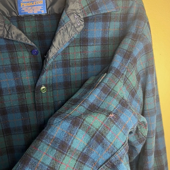Pendleton Pure Virgin Wool Blue and Green Plaid Button Down Women’s Size Large - Picture 8 of 15